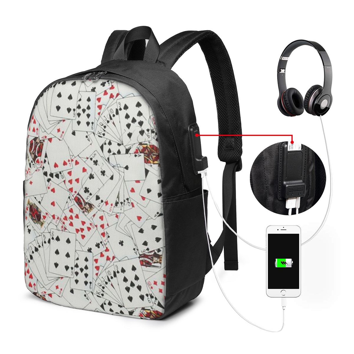 Laptop Bag - Playing Cards Poker Print Backpack Travel